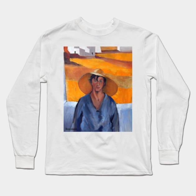 The Straw Hat - after Nikolaos Lytras Long Sleeve T-Shirt by KostasK